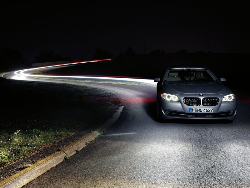 Silver BMW Car — Gray, Dramatic, Night, Photograph, Road