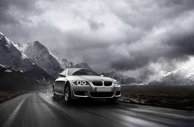 Silver BMW Car — Gray, Dramatic, Photograph