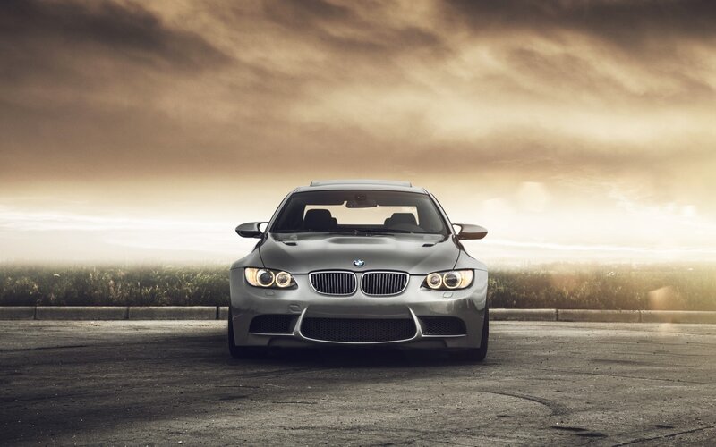 Silver Bmw Car — Gray, Dramatic, Sunset