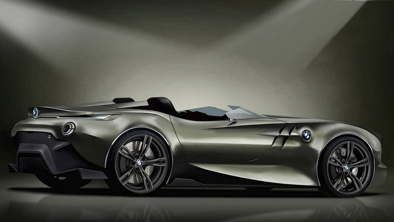 Silver BMW Concept Car — Dramatic, Digital Art
