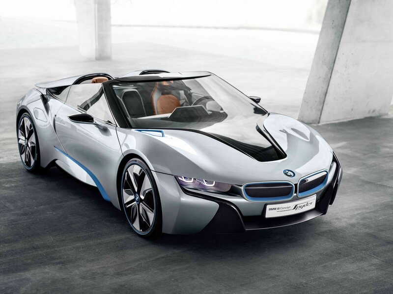 Silver Bmw Concept Car — Modern, Photograph, Concrete Floor
