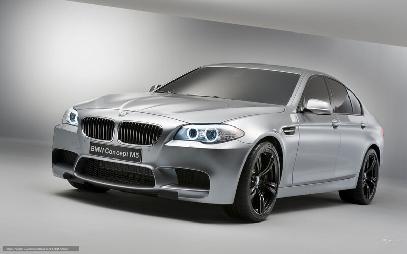 Silver BMW Concept M5 — Dramatic, Photograph, Car, Headlights, Black Wheels