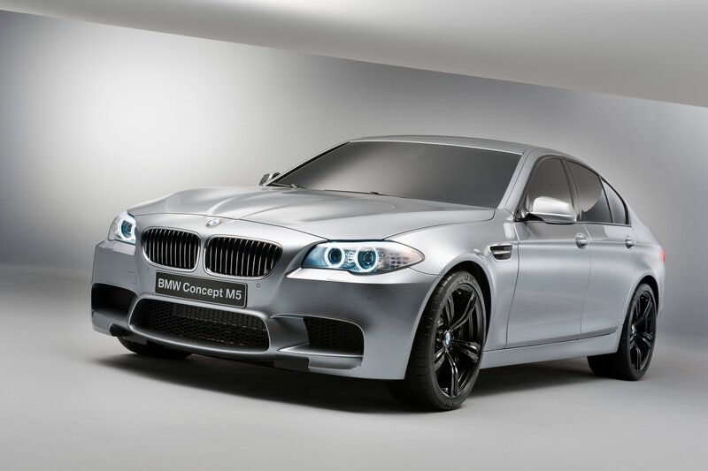 Silver BMW Concept M5 — Dramatic, Photograph, Car, Headlights