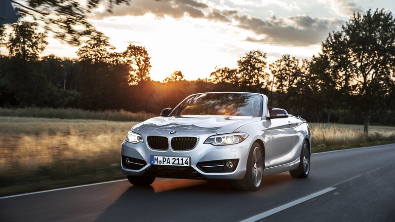 Silver Bmw Convertible — Dramatic, Sunset