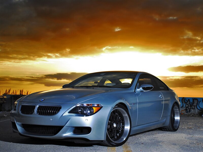 Silver BMW Coupe — Blue, Dramatic