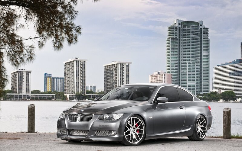 Silver BMW Coupe — Gray, Serene, Afternoon, Photograph, City Skyline
