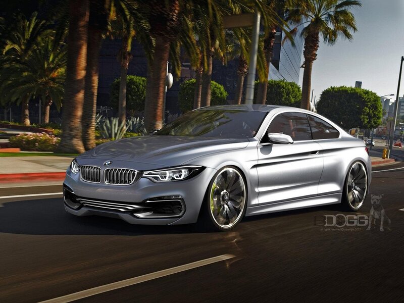 Silver BMW coupe on city street