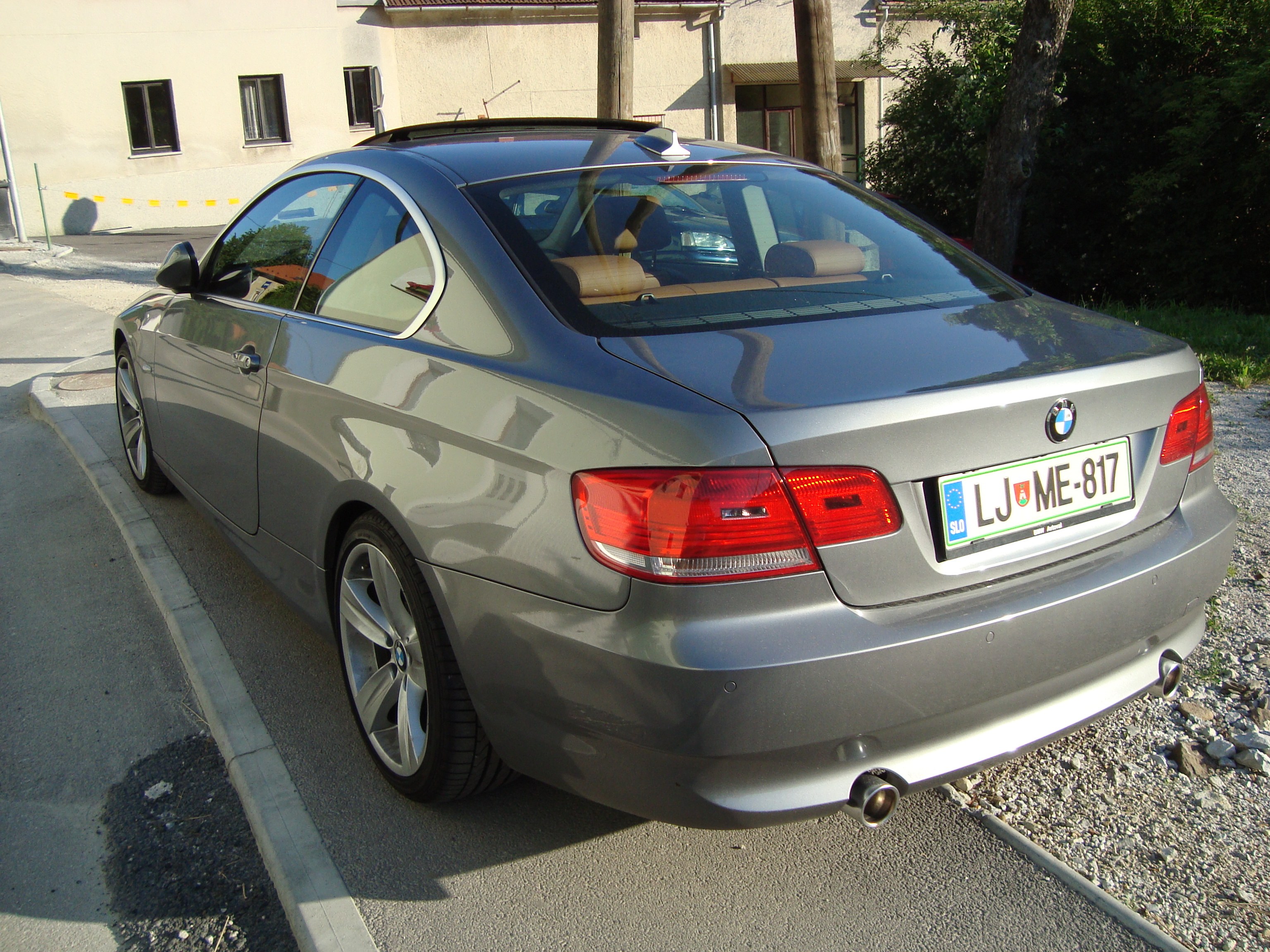 silver bmw coupe parked