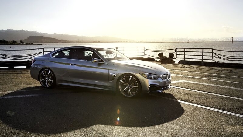 Silver BMW Coupe — Serene, Sunset, Photograph, Car, Water