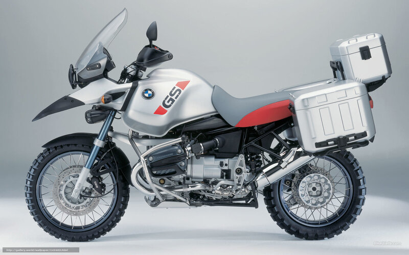 Silver BMW GS Motorcycle — Neutral, Photograph, Saddlebags, Windshield