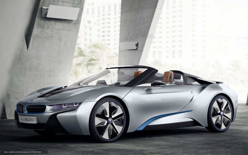 Silver BMW I8 Spyder — Modern, 3d Render, Car, Building