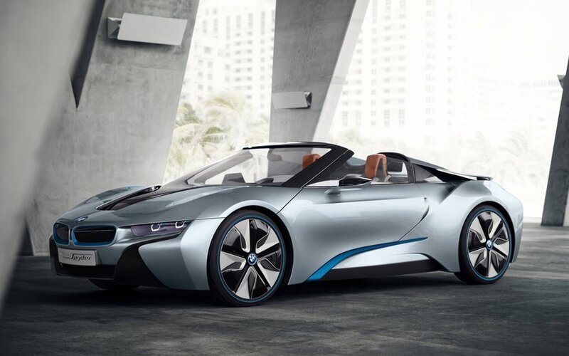 Silver Bmw I8 Spyder — Modern, Photograph, Car, Building, City