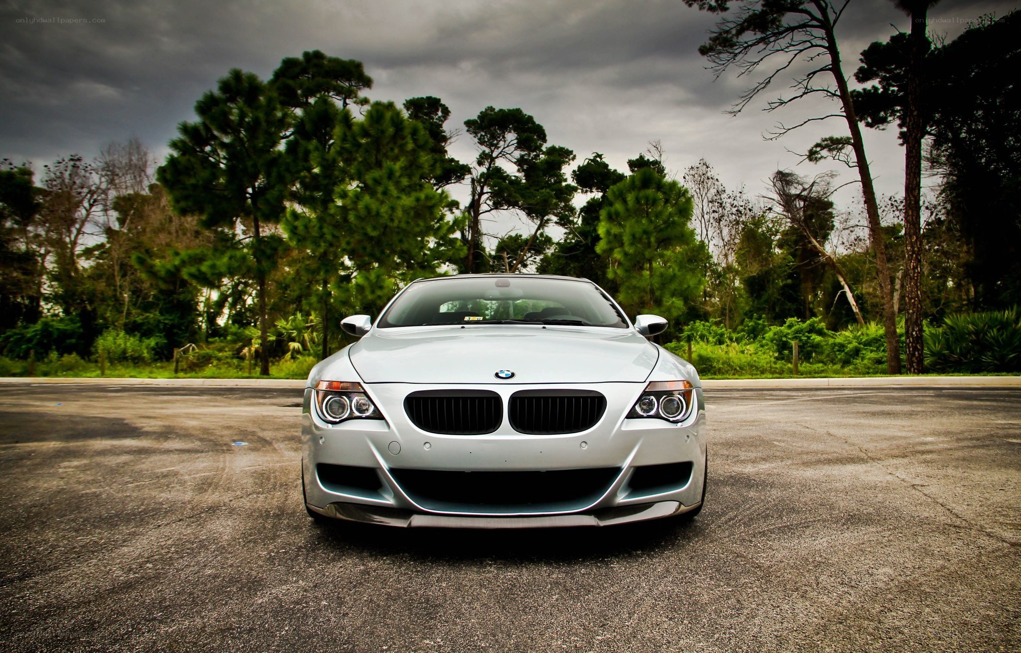 silver BMW in a parking lot