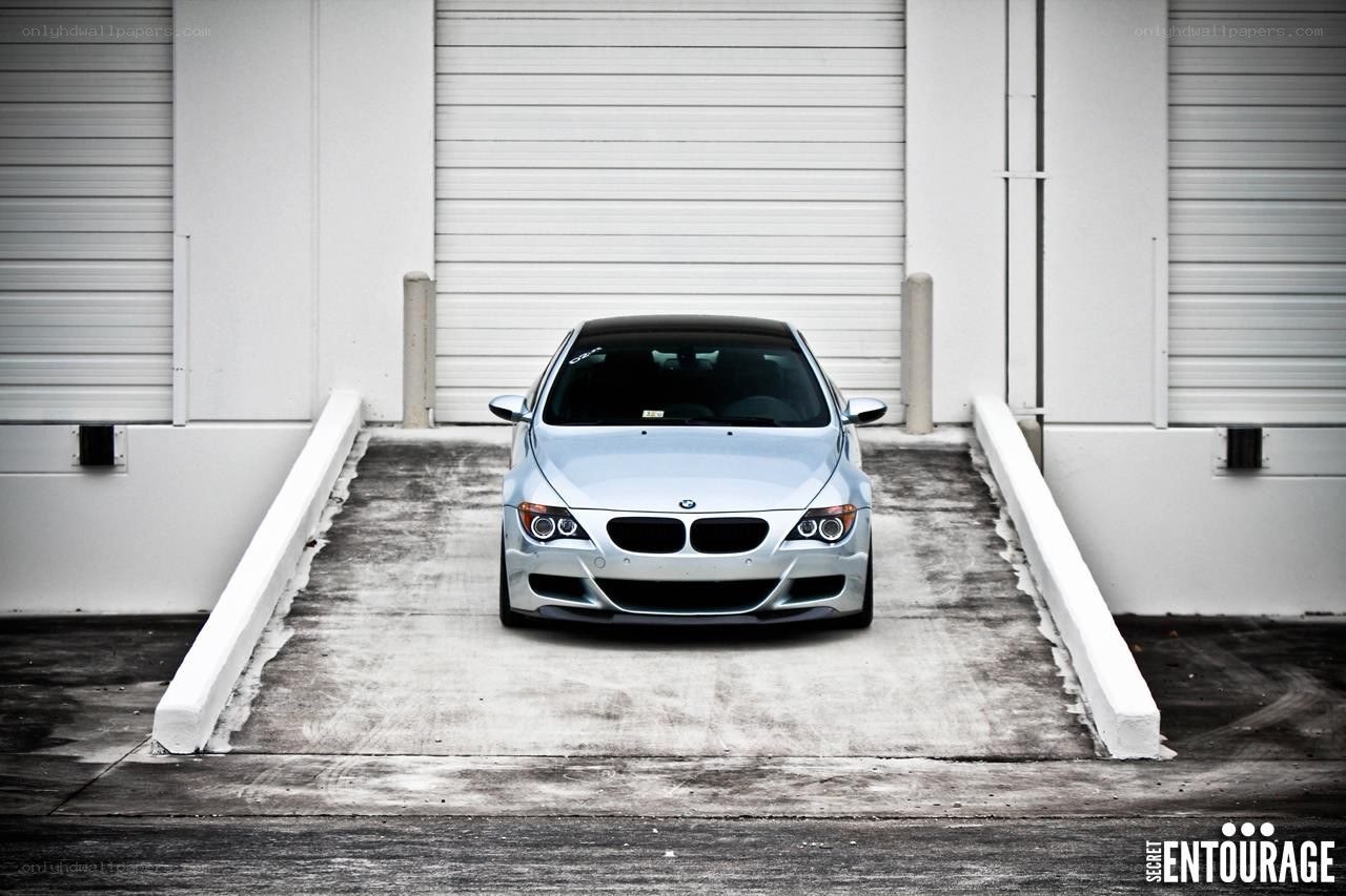 silver bmw in garage