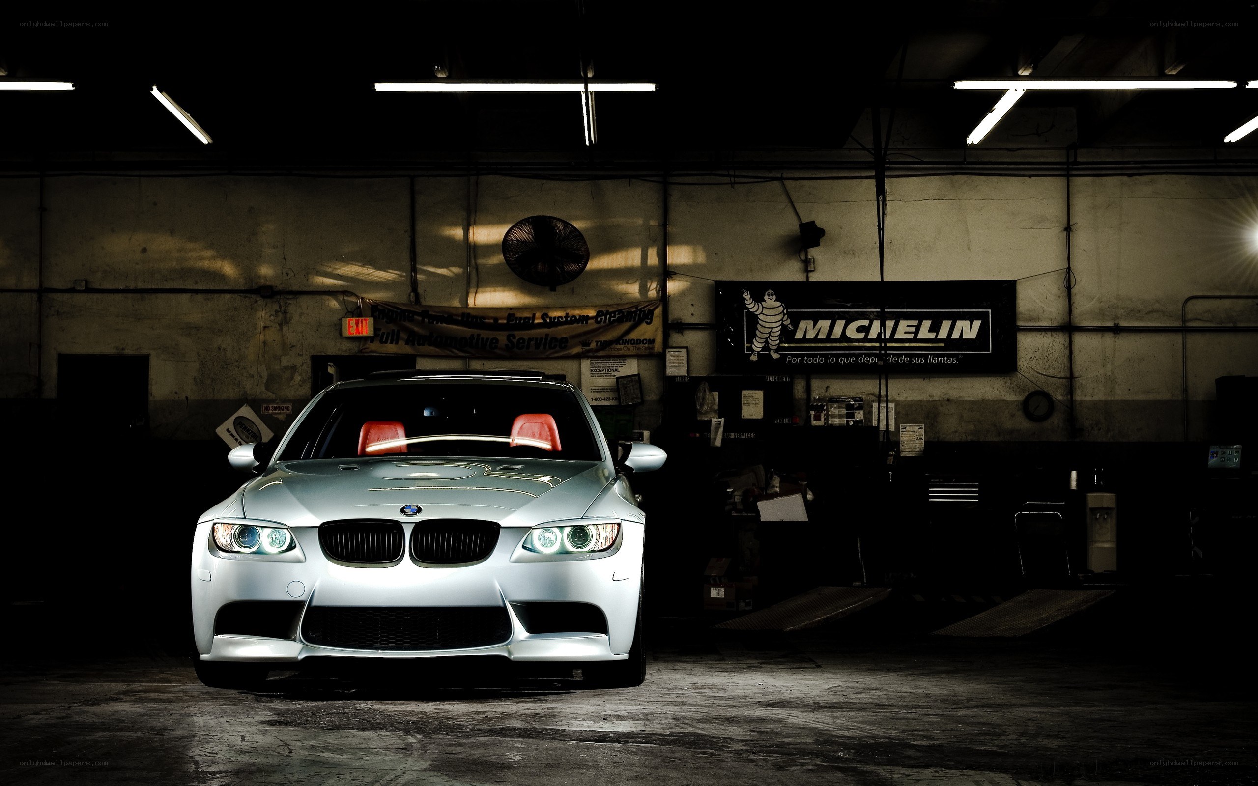 silver bmw in garage