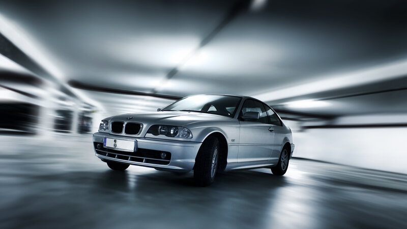 silver bmw in motion