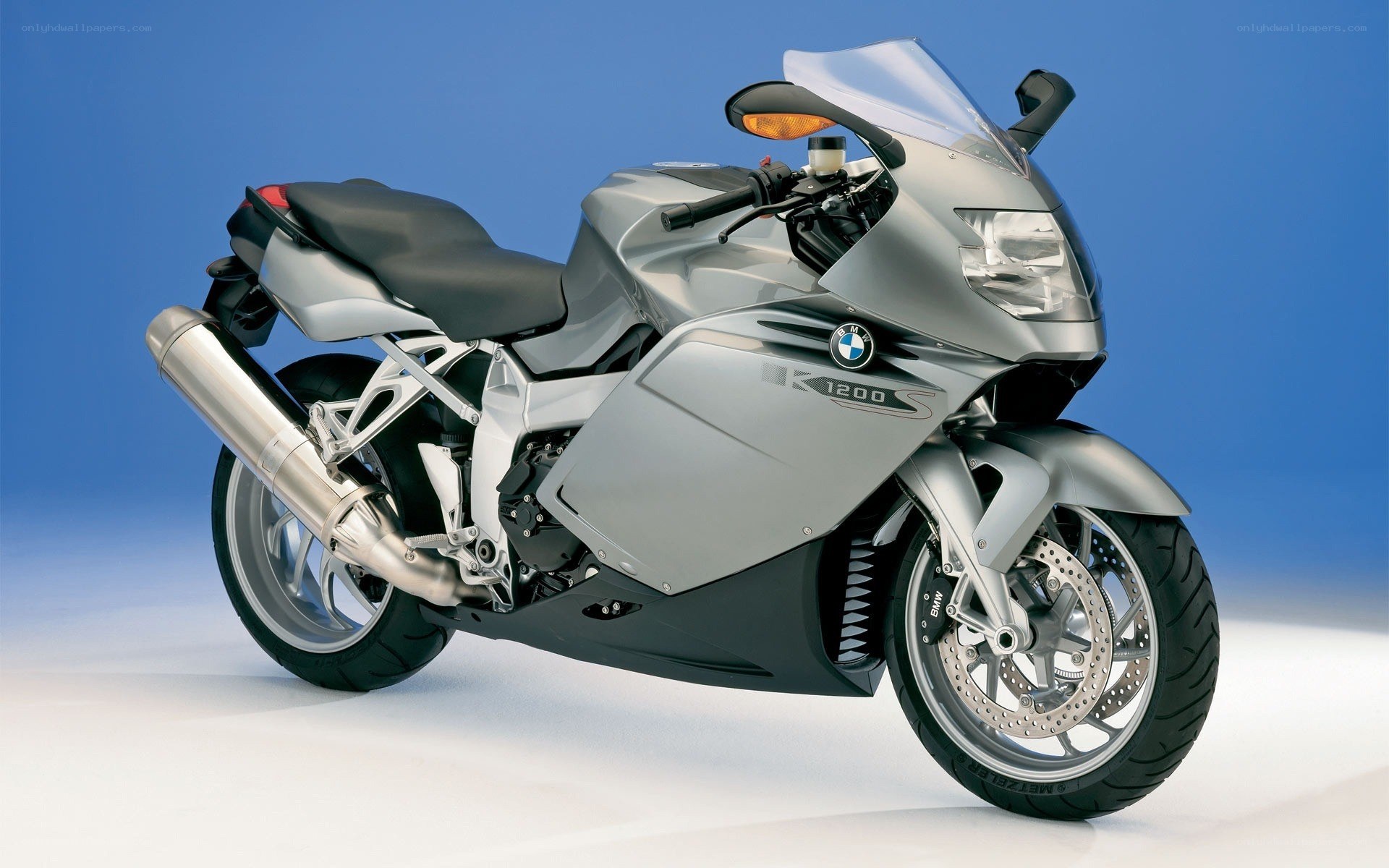 silver BMW K1200S motorcycle