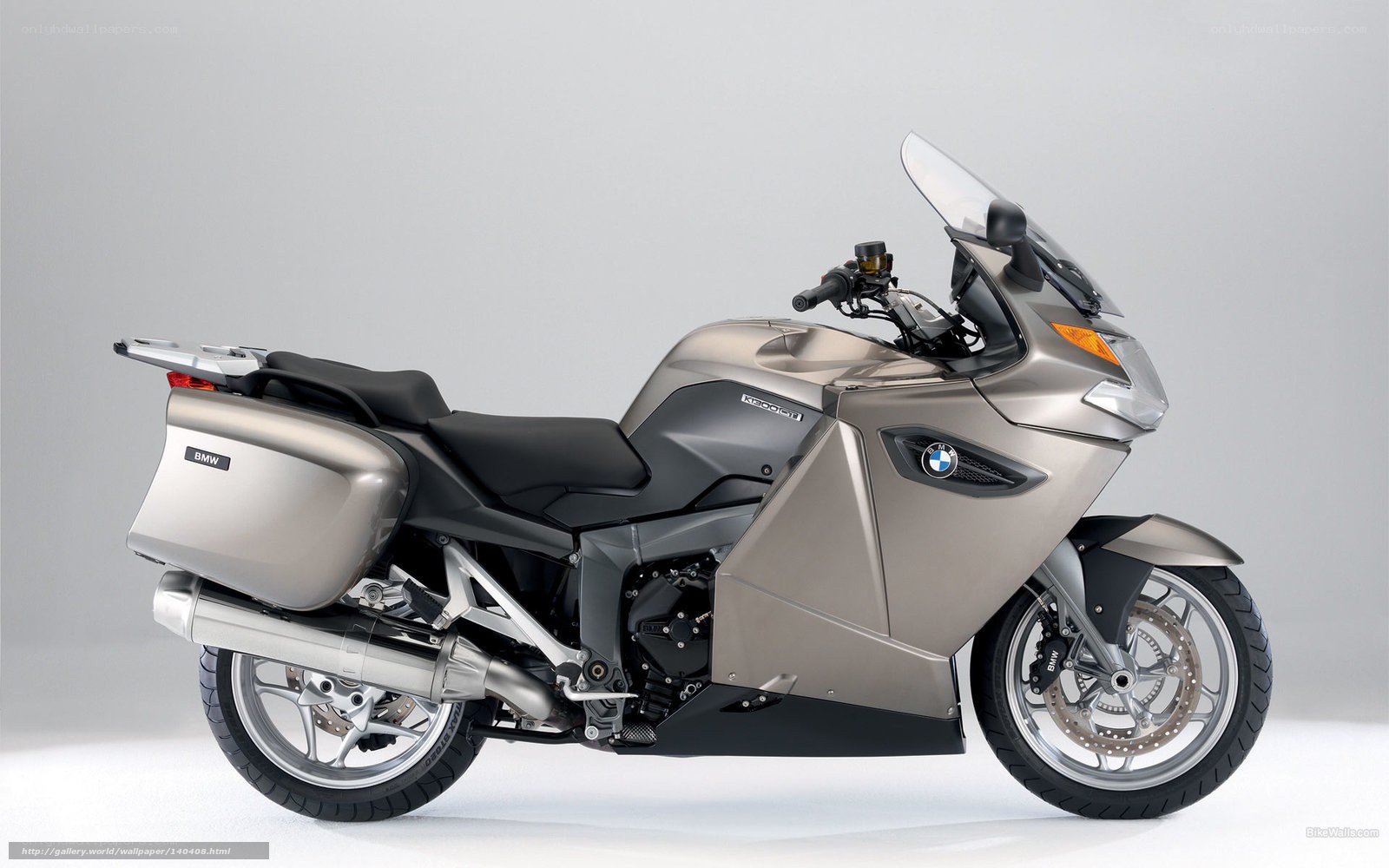silver BMW K1600 motorcycle