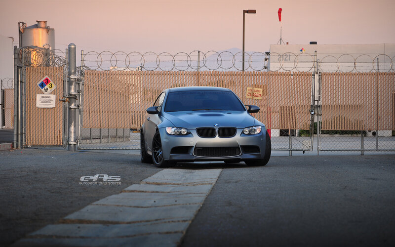 Silver BMW M3 at a secured facility