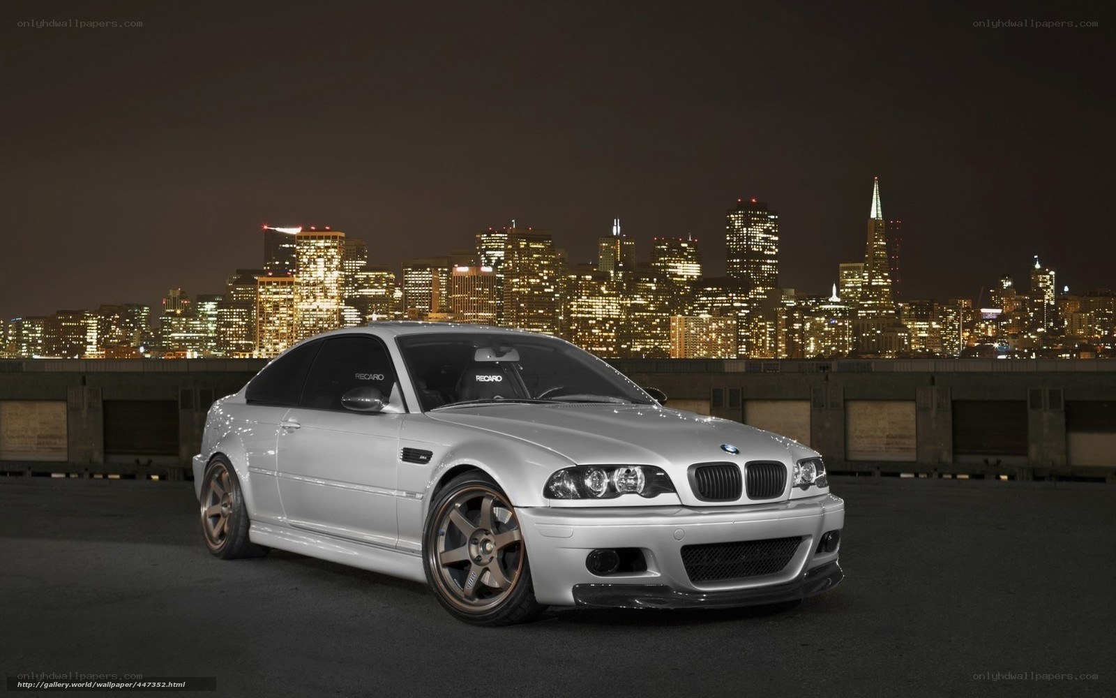 silver bmw m3 at night