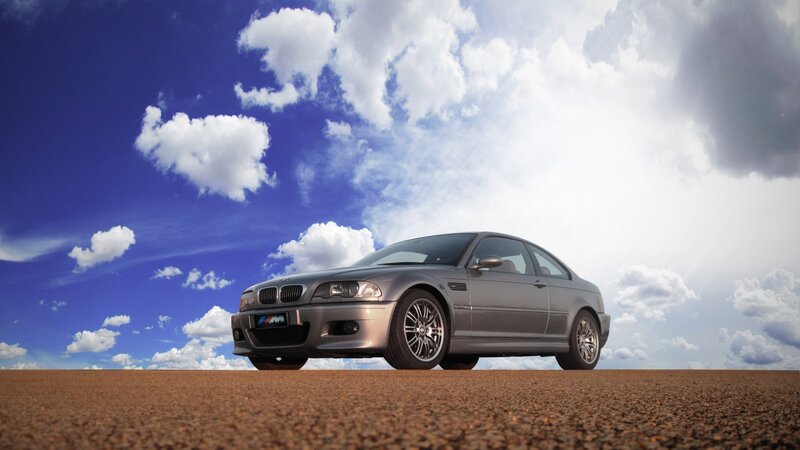 Silver BMW M3 Coupe — Blue