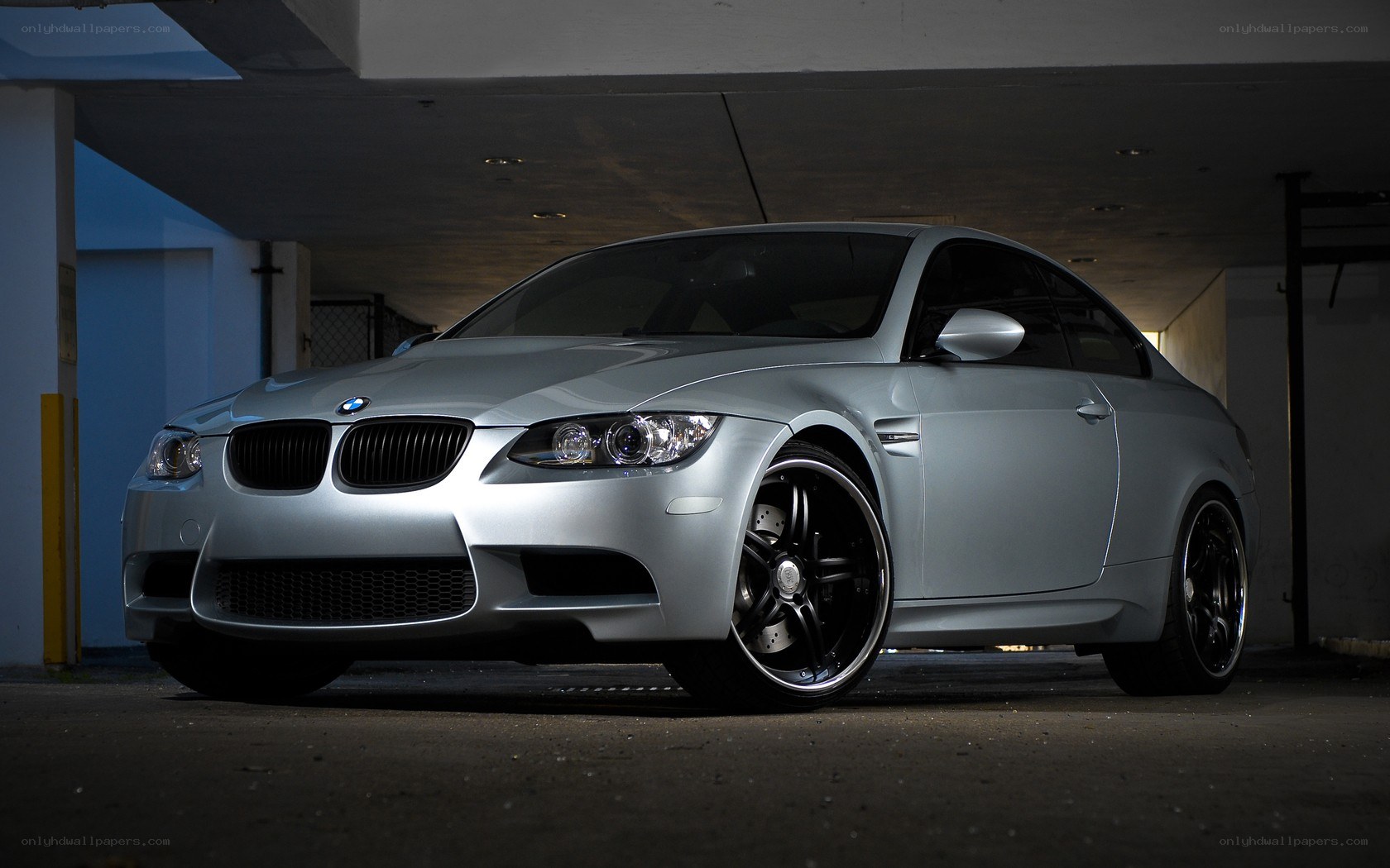 silver bmw m3 in garage