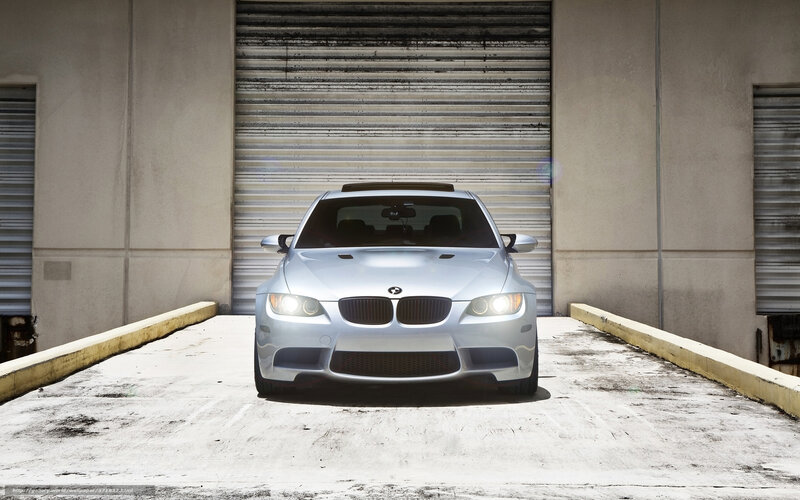 Silver BMW M3 in garage