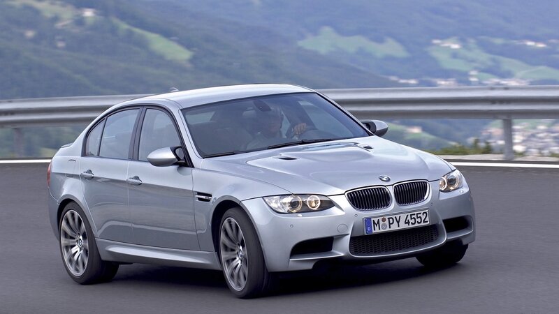 Silver BMW M3 Sedan — Dynamic, Afternoon, Photograph, Car, Road, Mountains