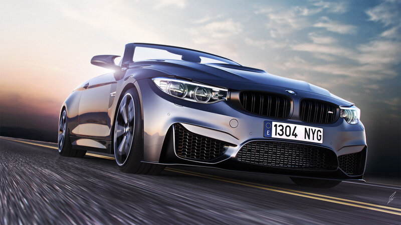 silver bmw m4 convertible