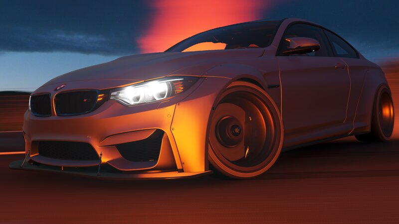 Silver BMW M4 Coupe — Orange