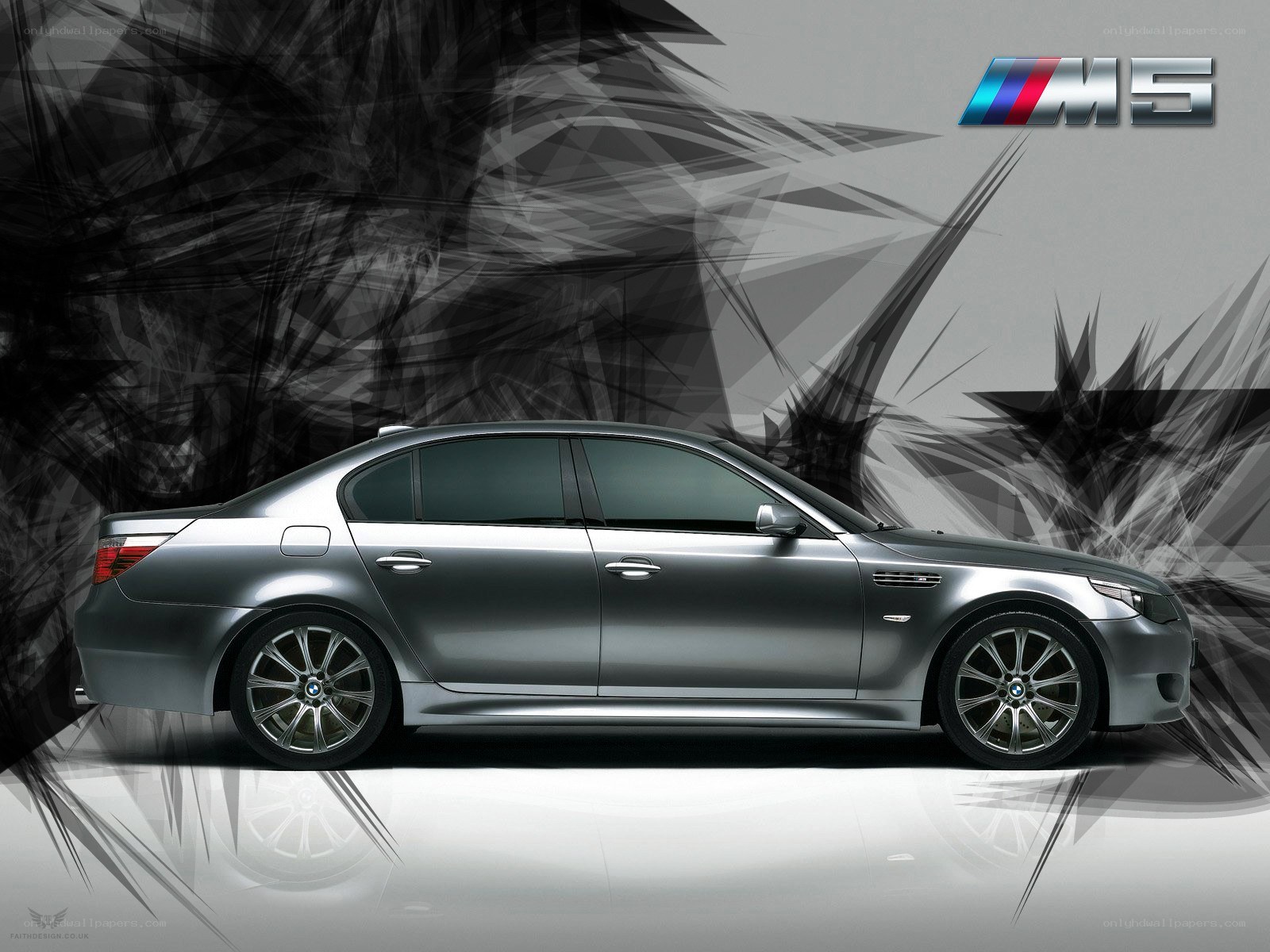 silver bmw m5 sedan