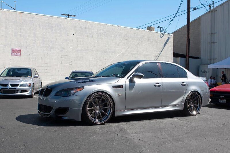 Silver BMW M5 with custom wheels