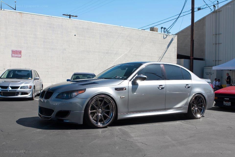Silver BMW M5 with custom wheels