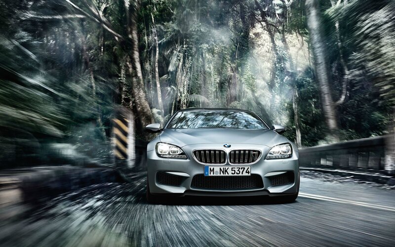 Silver BMW M6 in forest