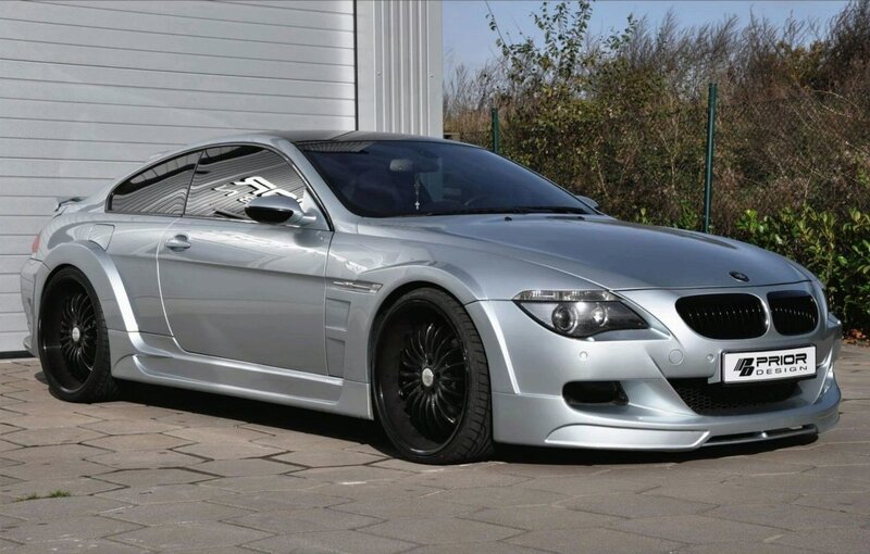 silver bmw m6 with prior design body kit