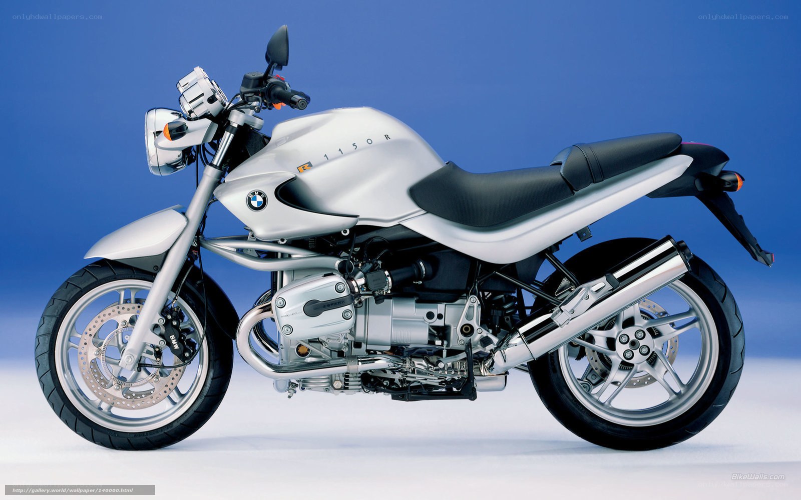 Silver BMW R 1150 R motorcycle
