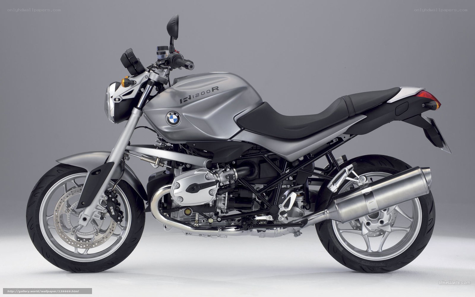 Silver BMW R1200R motorcycle