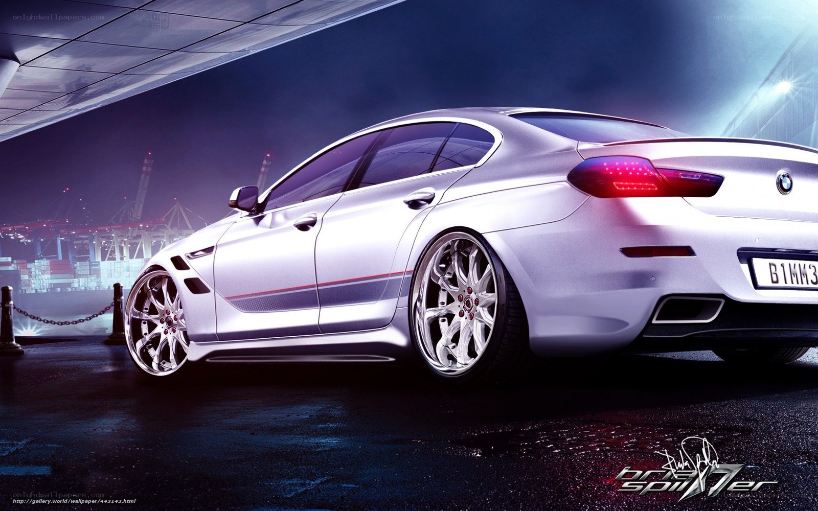 silver bmw sedan at night