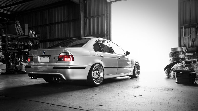 Silver BMW Sedan — Black, Dramatic