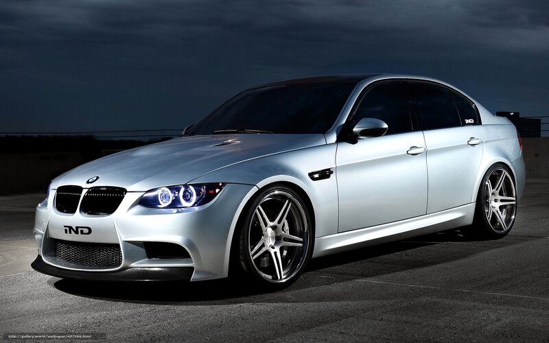 Silver BMW Sedan — Dramatic, Night