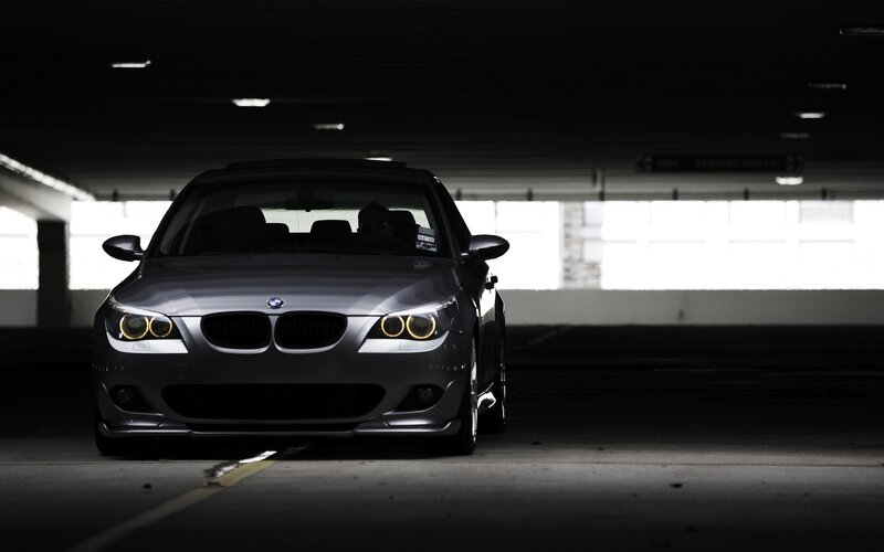 Silver BMW Sedan — Gray, Dramatic, Night