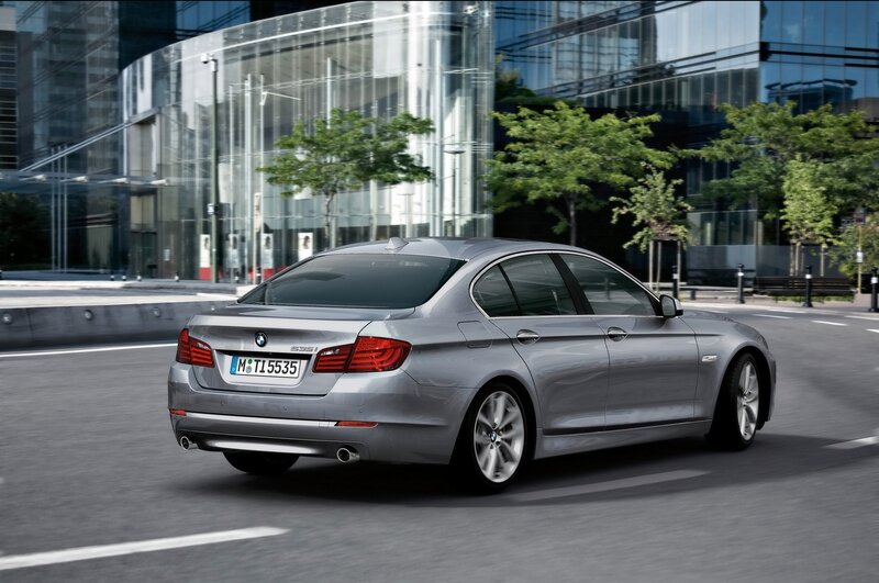 Silver BMW Sedan — Gray, Urban, Afternoon