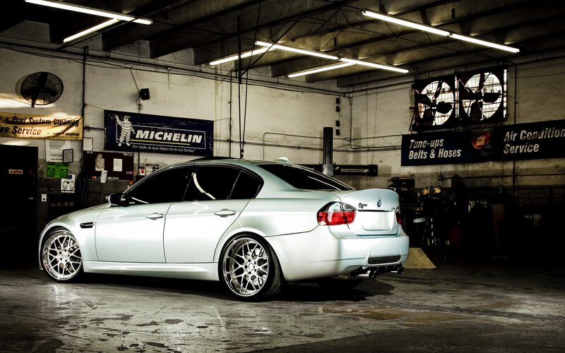 Silver BMW Sedan — White, Dramatic