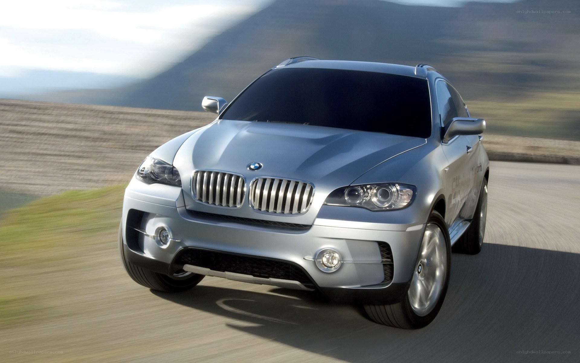 silver bmw suv on road