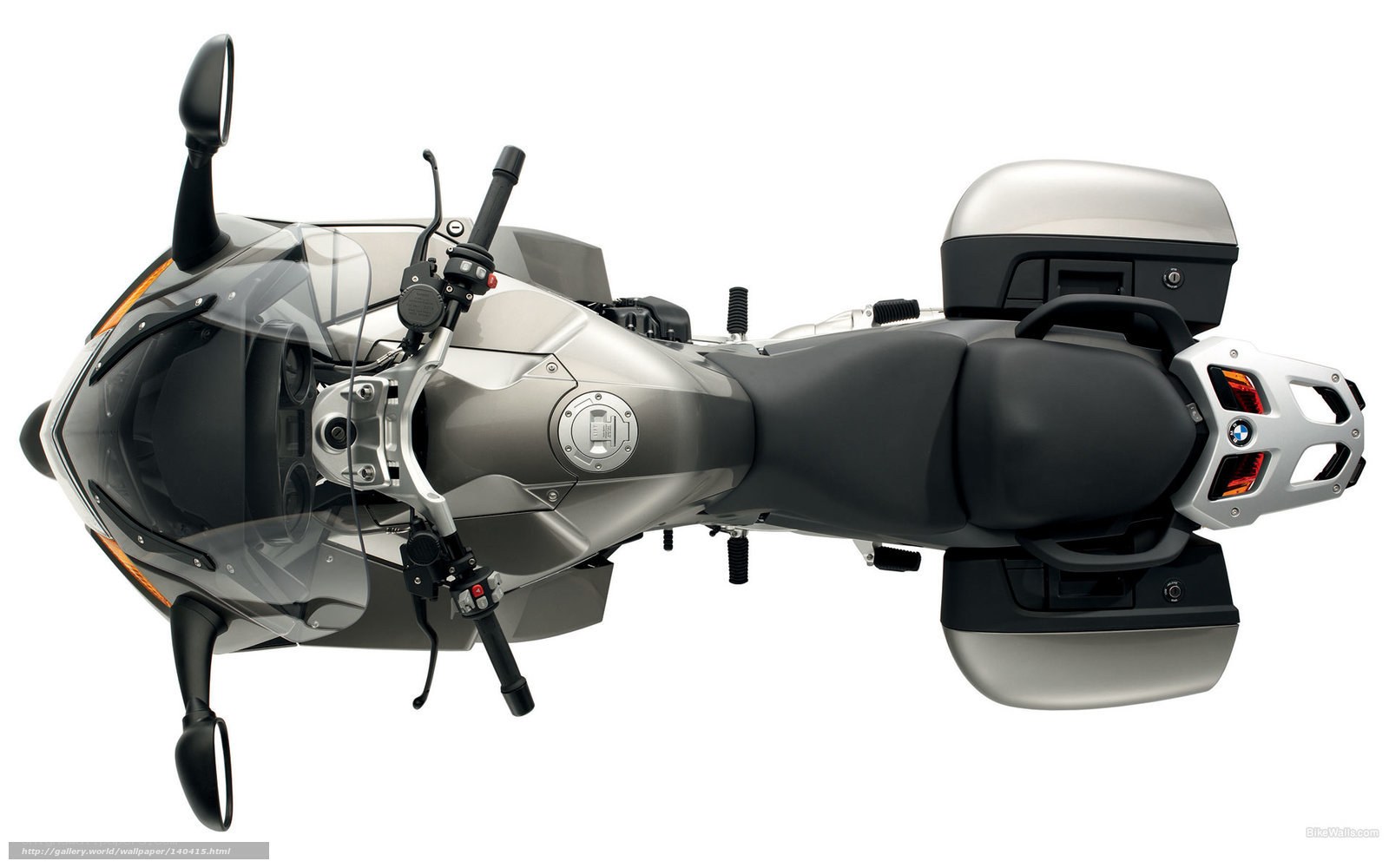 silver BMW touring motorcycle
