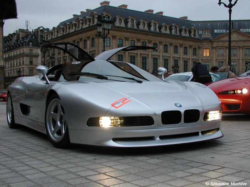 Silver BMW V12 LMR sports car