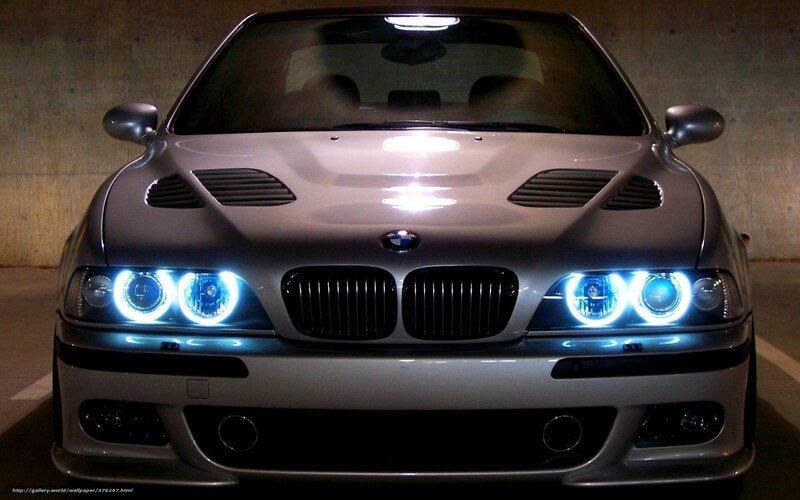 silver bmw with blue headlights
