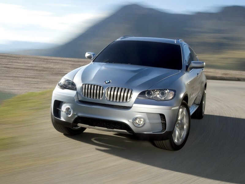 Silver BMW X6 in motion