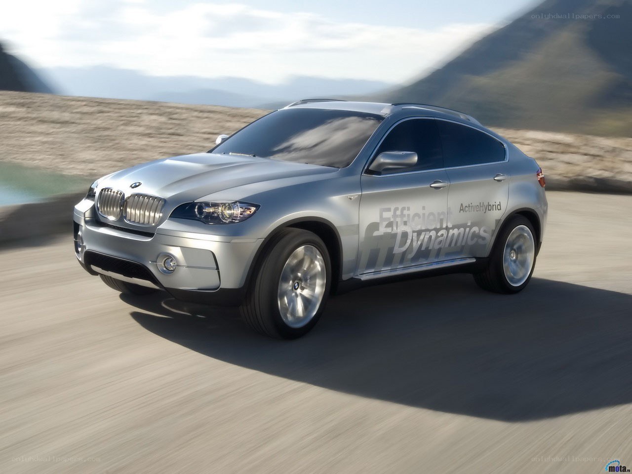 Silver BMW X6 in motion