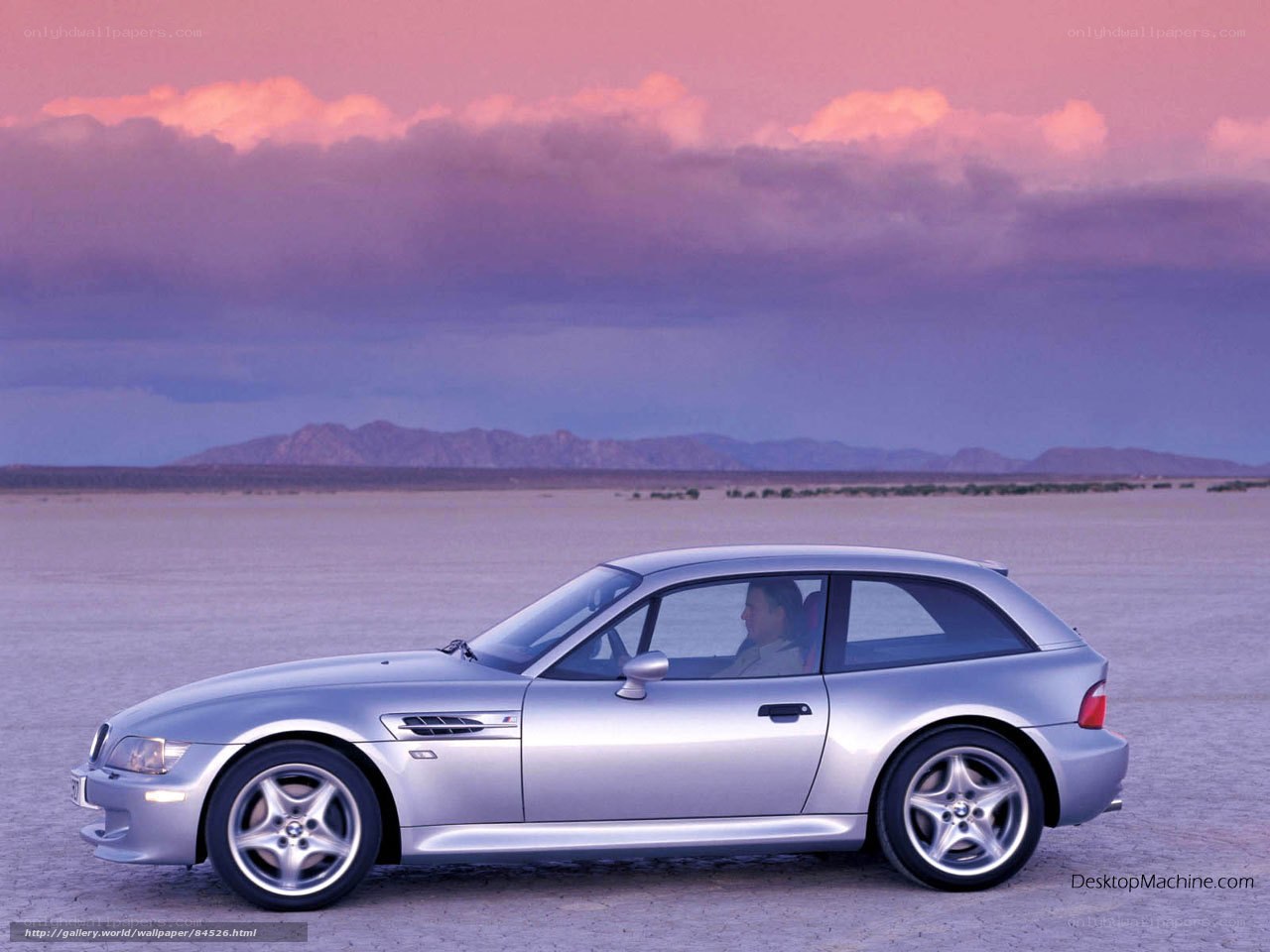 Silver BMW Z3 in desert